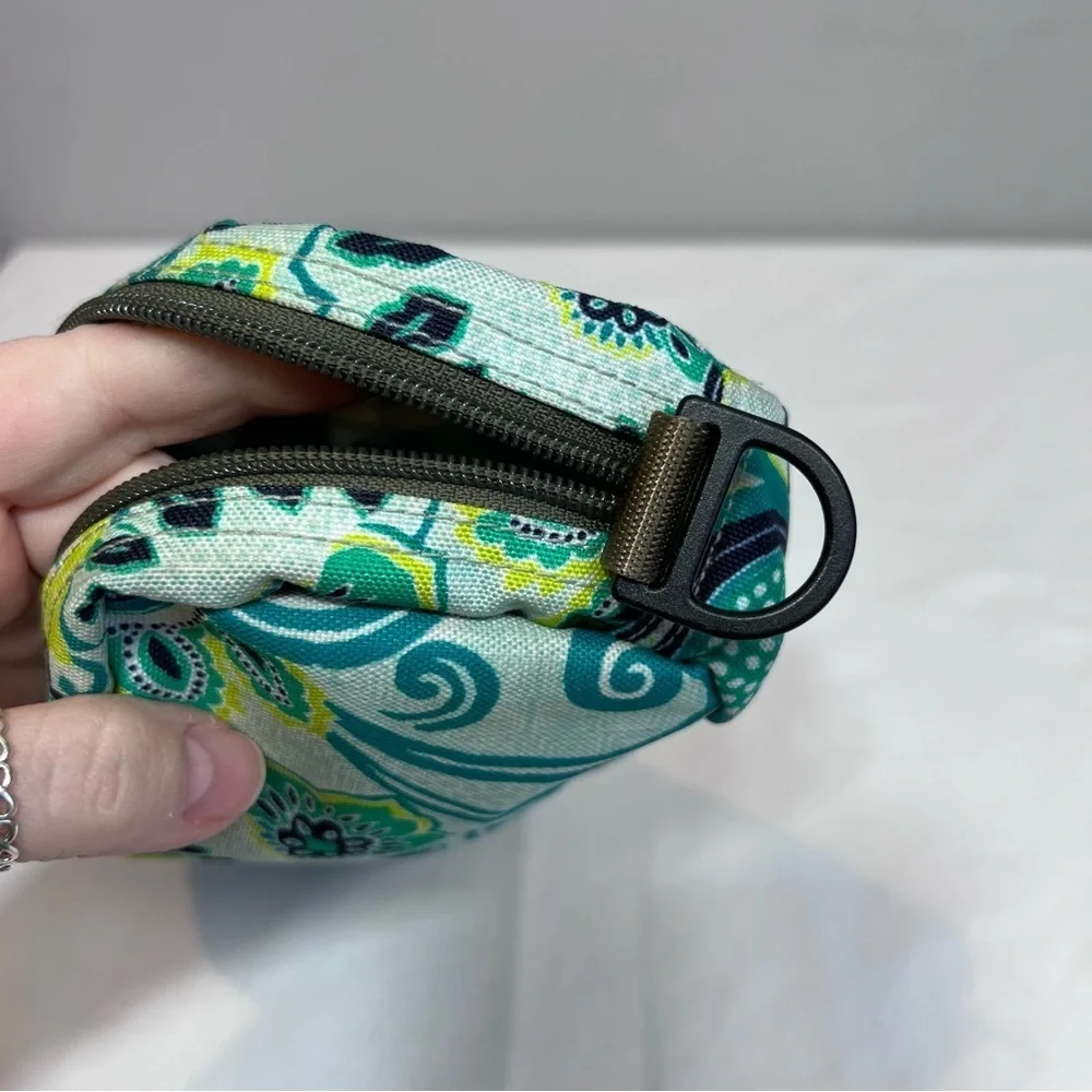 L.L. Bean blue teal green paisley, small cosmetics, toiletry zip top case